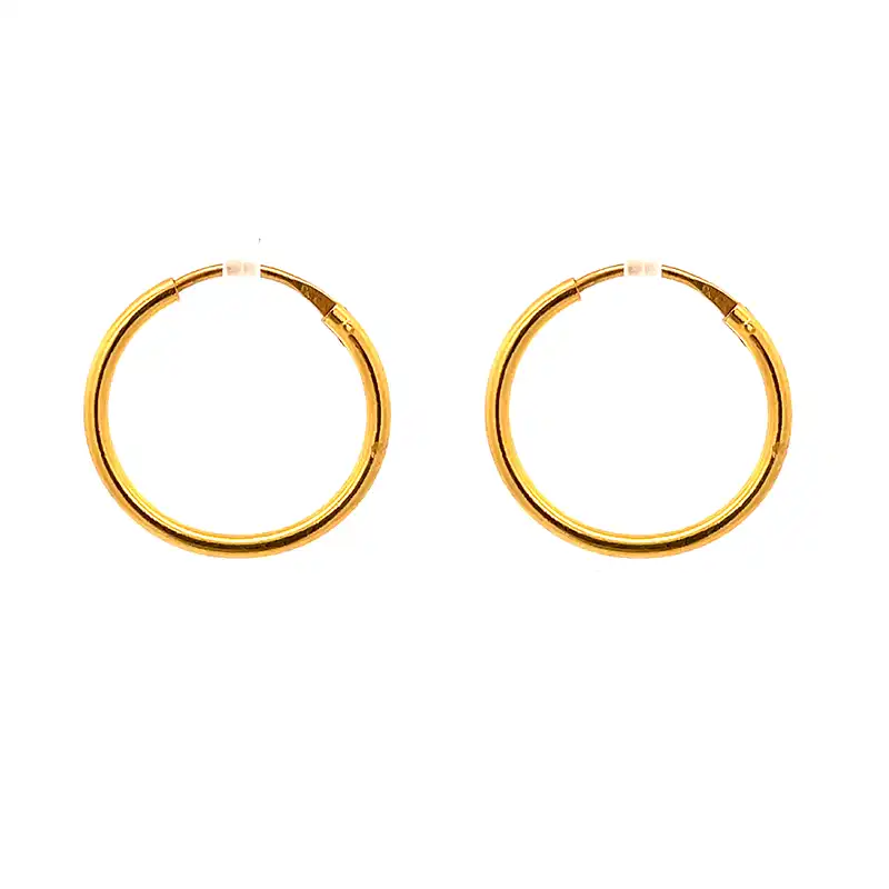 Classic Gold Hoop Earrings - Diameter 16mm